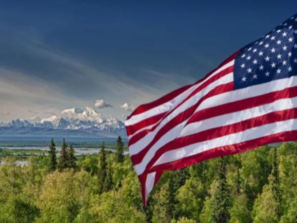 U.S. flag flying in Alaska during a PCS move.