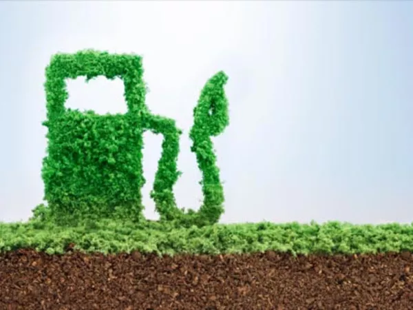 A gas pump made of leaves illustrates the gas mileage of a U-Haul.