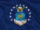 Waving blue flag of the U.S. Air Force.