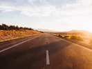 Wide open road on a cross country road trip.