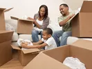Family unpacking after a move.
