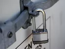ReloCube door secured with a padlock.
