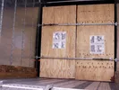 U-Pack moving trailer with a secured bulkhead.