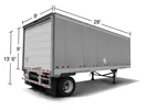 U-pack moving trailer with dimensions: 28' x 8' x 9' (LWH)